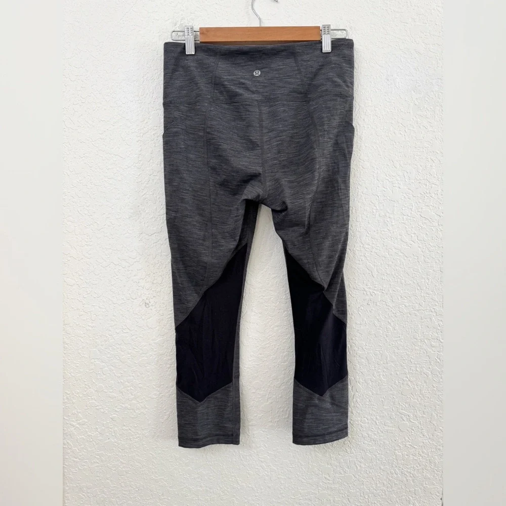 Lululemon Pace Rival Mid-Rise Crop 22” Leggings Heathered Black - 8